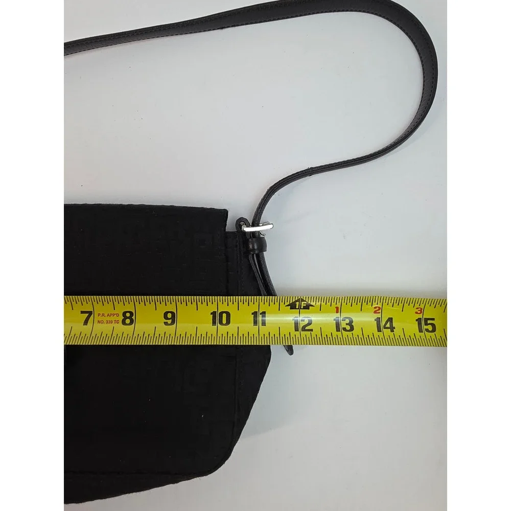 Longchamp Paris Black Monogram Jacquard Shoulder Bag Made in France Baguette